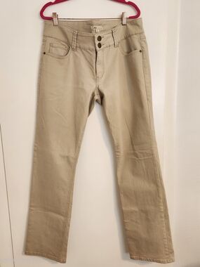 CAbi Jeans Size 12 Beige Tan Bootcut Stretch Pants Double Button
